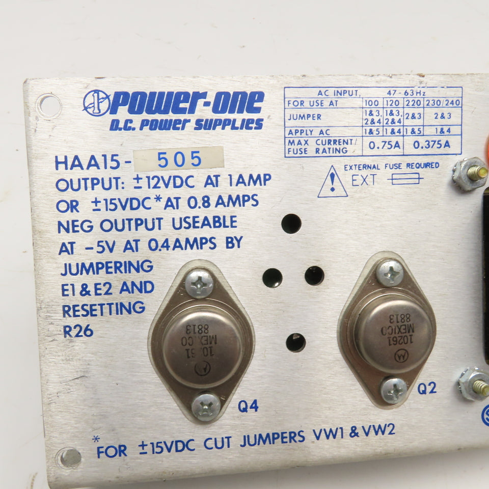 Power One HAA15-505 12VDC  +/- 1A DC Power Supply 100-240V Input