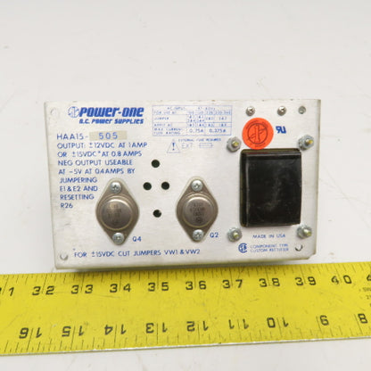 Power One HAA15-505 12VDC  +/- 1A DC Power Supply 100-240V Input