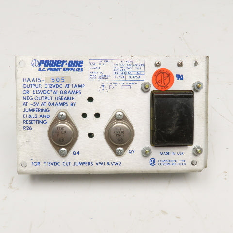 Power One HAA15-505 12VDC  +/- 1A DC Power Supply 100-240V Input