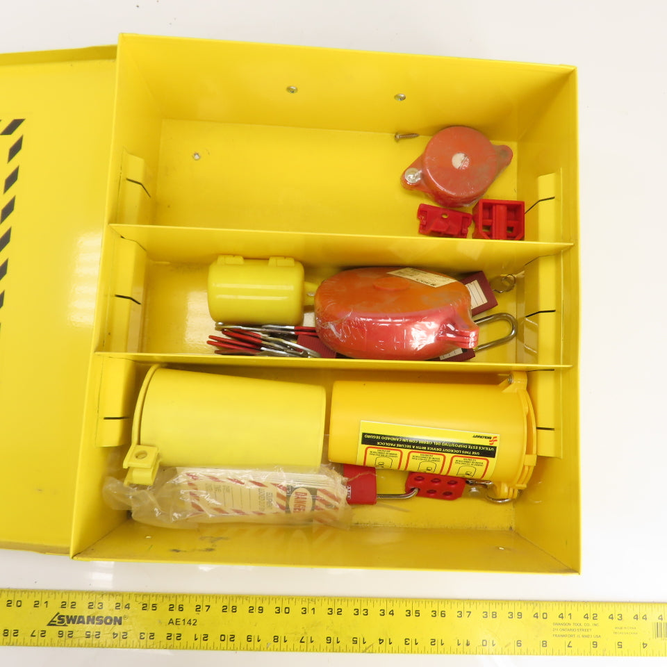 Wall Mount Lockout Tagout Station Box 16" x 15" x 6" W/ Misc. Supplies
