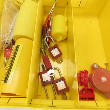 Wall Mount Lockout Tagout Station Box 16" x 15" x 6" W/ Misc. Supplies
