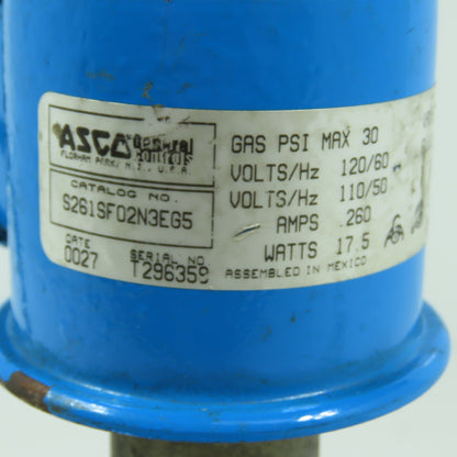 Asco S261SF02N3EG5 Solenoid Gas Valve 30PSI 120V Coil 3/4"