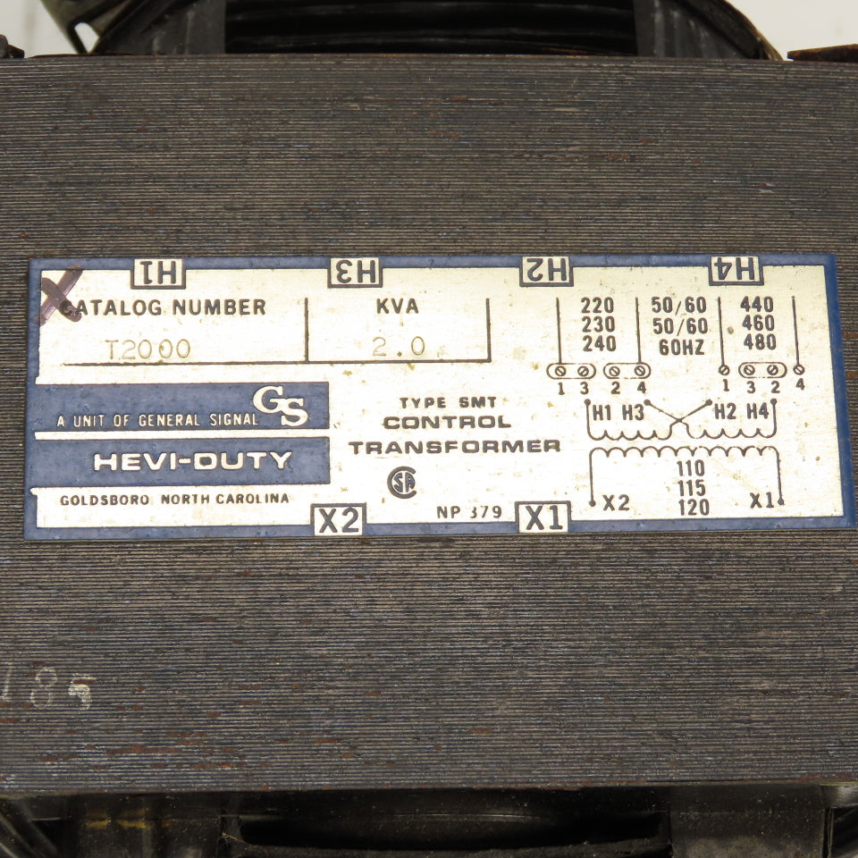 Hevi-Duty T2000 2.0kVA Control Transformer Pri 230/460V Sec 120V 50/60HZ