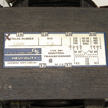 Hevi-Duty T2000 2.0kVA Control Transformer Pri 230/460V Sec 120V 50/60HZ