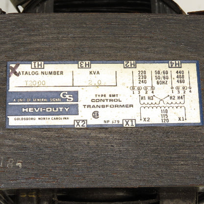 Hevi-Duty T2000 2.0kVA Control Transformer Pri 230/460V Sec 120V 50/60HZ