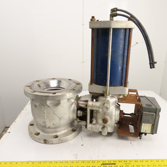 Jamesbury 6" Pneumatic Actuated CF8M Valve W/ Bailey Positioner