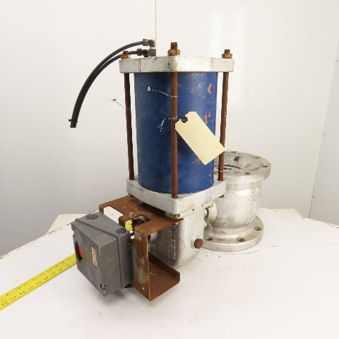 Jamesbury 4" Pneumatic Actuated CF8M Stainless Valve 275PSIG W/ Positioner