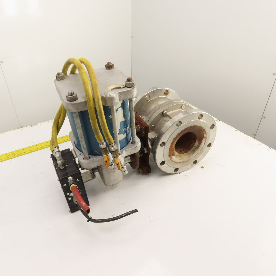 Jamesbury 4" Pneumatic Actuated CF8M Stainless Valve 275PSIG W/ Positioner