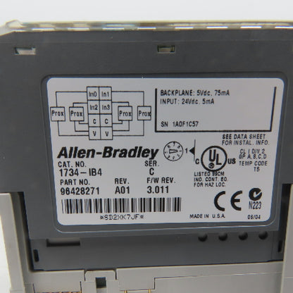 Allen Bradley 1734-IB4 Ser C Digital Input Module 3.011 W/1734-RTB& 1734-MB Base