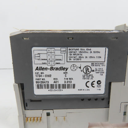 Allen Bradley 1734-OW2 Ser C Relay Output Module 3.013 W/1734-RTB & 1734-MB Base