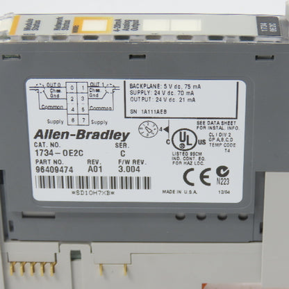 Allen Bradley 1734-OE2C Ser C Analog Output Module 3.004 W/1734-RTB&1734-MB Base