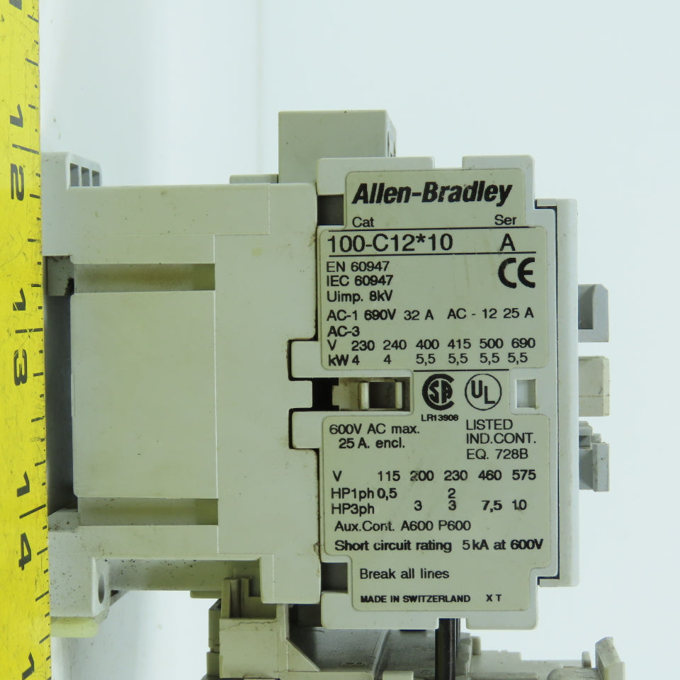 Allen Bradley 100-C12*10 Ser A 600V 12A Contactor 120V Coil W/193-EA1EB Overload