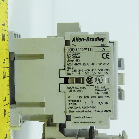 Allen Bradley 100-C12*10 Ser A 600V 12A Contactor 120V Coil W/193-EA1EB Overload