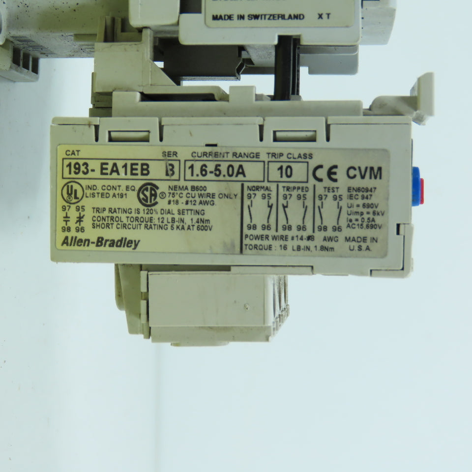 Allen Bradley 100-C12*10 Ser A 600V 12A Contactor 120V Coil W/193-EA1EB Overload