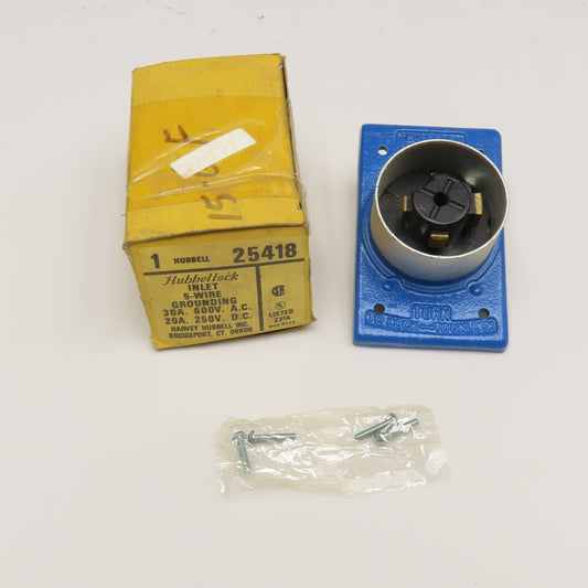 Hubbell 25418 Hubbellock 30A 600VAC 20A 250VDC 5 Wire Grounded Receptacle