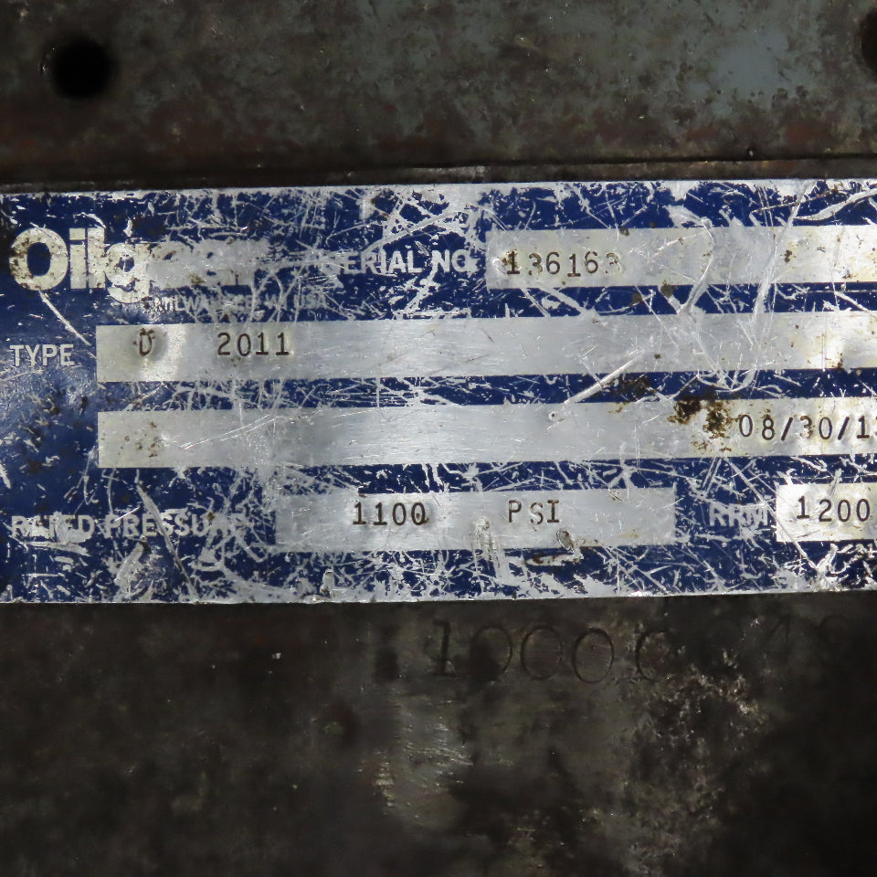 Oilgear D-2011 Open Loop Hydraulic Variable Displacement Pump 1100PSI 1200RPM