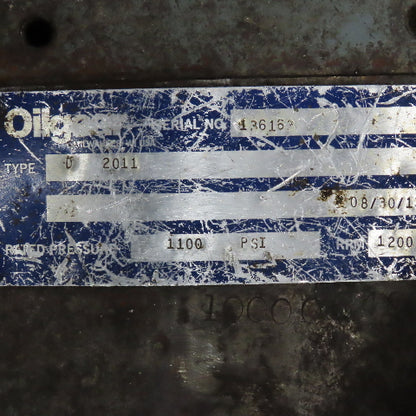 Oilgear D-2011 Open Loop Hydraulic Variable Displacement Pump 1100PSI 1200RPM