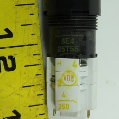5E4 25T55 Red Illuminated Momentary Contact Pushbutton Switch 300VAC Round NEW