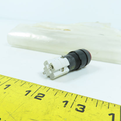 5E4 25T55 Red Illuminated Momentary Contact Pushbutton Switch 300VAC Round NEW