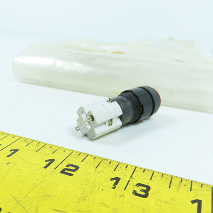 5E4 25T55 Red Illuminated Momentary Contact Pushbutton Switch 300VAC Round NEW