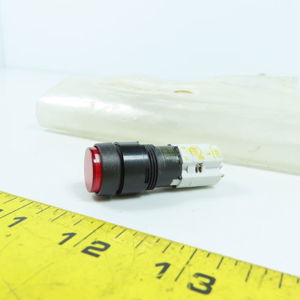 5E4 25T55 Red Illuminated Momentary Contact Pushbutton Switch 300VAC Round NEW