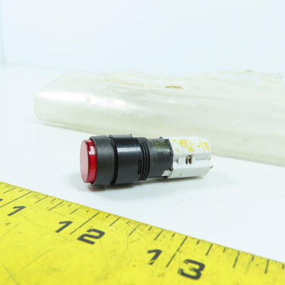 5E4 25T55 Red Illuminated Momentary Contact Pushbutton Switch 300VAC Round NEW