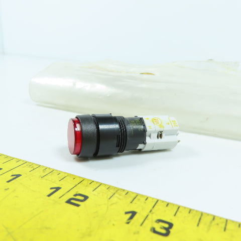 5E4 25T55 Red Illuminated Momentary Contact Pushbutton Switch 300VAC Round NEW