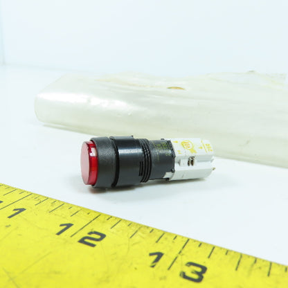 5E4 25T55 Red Illuminated Momentary Contact Pushbutton Switch 300VAC Round NEW