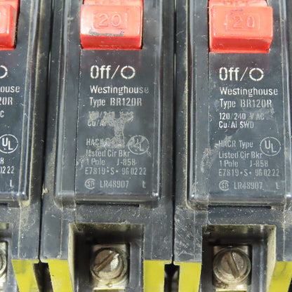 Westinghouse BR120R 20A Single Pole 1P Plug-On Circuit Breaker 120/240V Lot/16