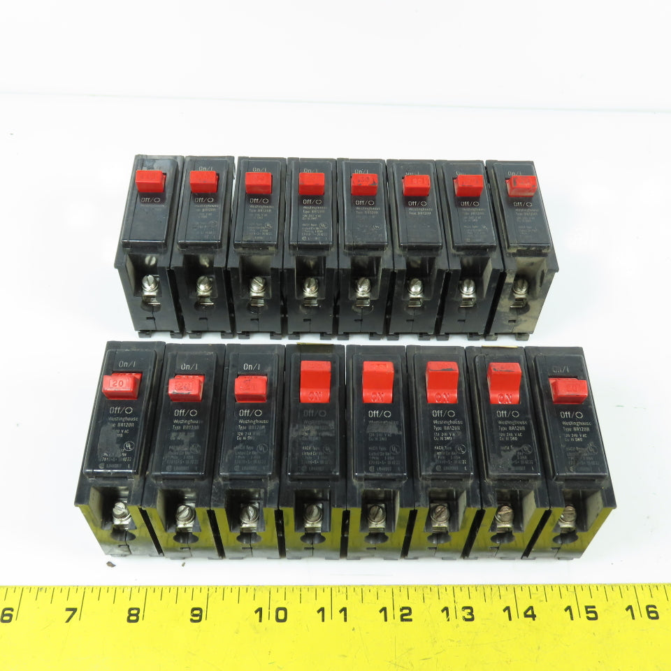 Westinghouse BR120R 20A Single Pole 1P Plug-On Circuit Breaker 120/240V Lot/16