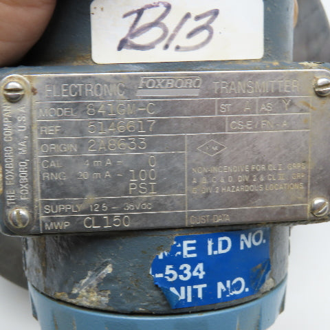 Foxboro 841GM-C 3" Flange Mount Pressure Transmitter 12.5-36VDC