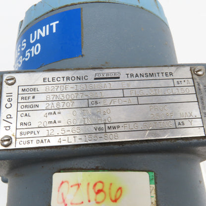 Foxboro 827DF-IS1SMSA1 Electronic Transmitter 3" Flange Mount 12.5-65VDC