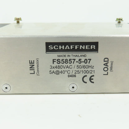 Schaffner FS5857-5-07 3-Phase Line Filter 480VAC 50/60HZ 5A