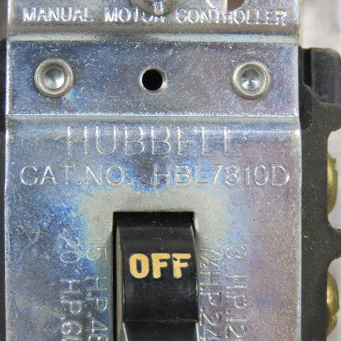 Hubbell HBL7810D 30A Manual Motor Controller Switch 20HP 600V W/ Enclosure
