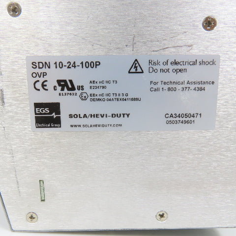Sola SDN 10-24-100P 24VDC 10A Rail Mount Power Supply 115/230VAC Input