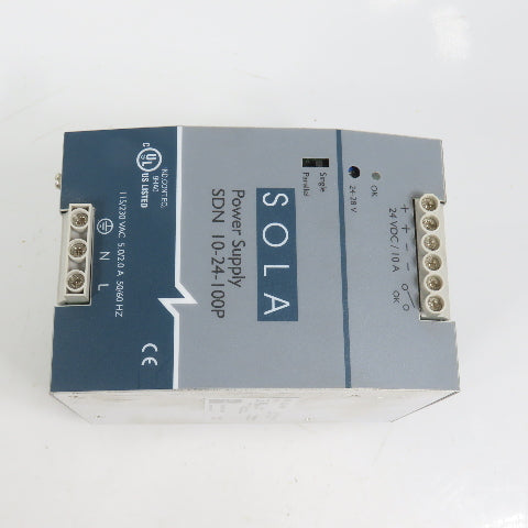 Sola SDN 10-24-100P 24VDC 10A Rail Mount Power Supply 115/230VAC Input