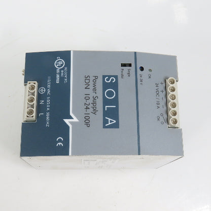 Sola SDN 10-24-100P 24VDC 10A Rail Mount Power Supply 115/230VAC Input