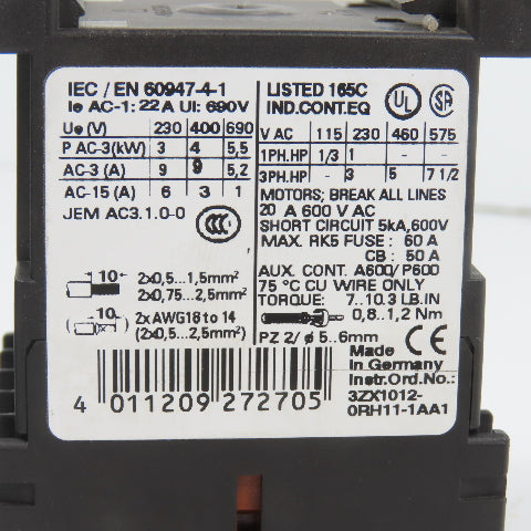 Siemens 3RT1016-1BB41 Sirius 10E Power Contactor 24VDC Coil Lot Of 3