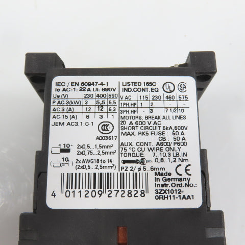 Siemens 3RT1017-1AF01 Sirius 10E Power Contactor 110V Coil
