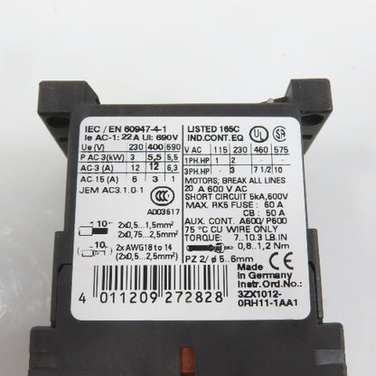 Siemens 3RT1017-1AF01 Sirius 10E Power Contactor 110V Coil