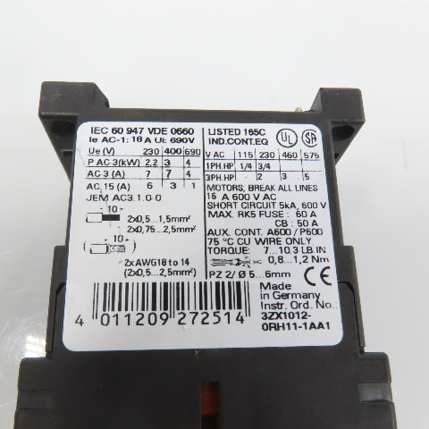 Siemens 3RT1015-1AF02 Sirius 01 Power Contactor 110V Coil Lot Of 2