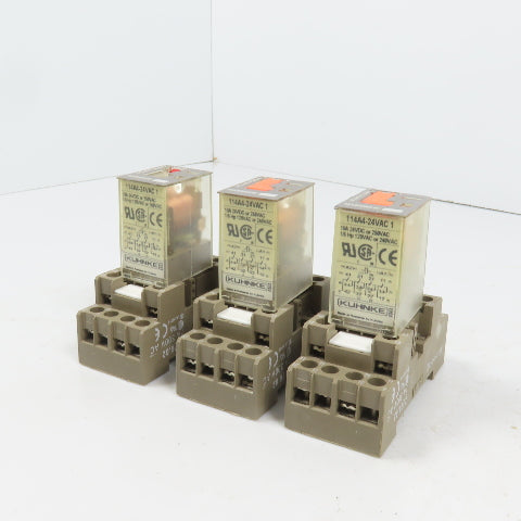 Kuhnke 114A4-24VAC1 24VDC Relay 10A W/ Base Lot Of 3