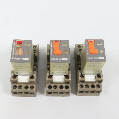 Kuhnke 114A4-24VAC1 24VDC Relay 10A W/ Base Lot Of 3