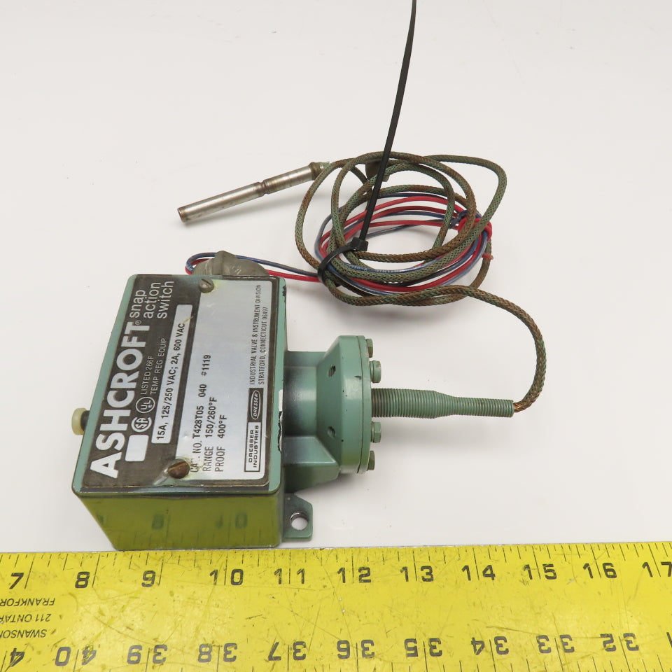 Ashcroft T428T05 15A 125/250V 150-260°F Snap Action Temperature Switch