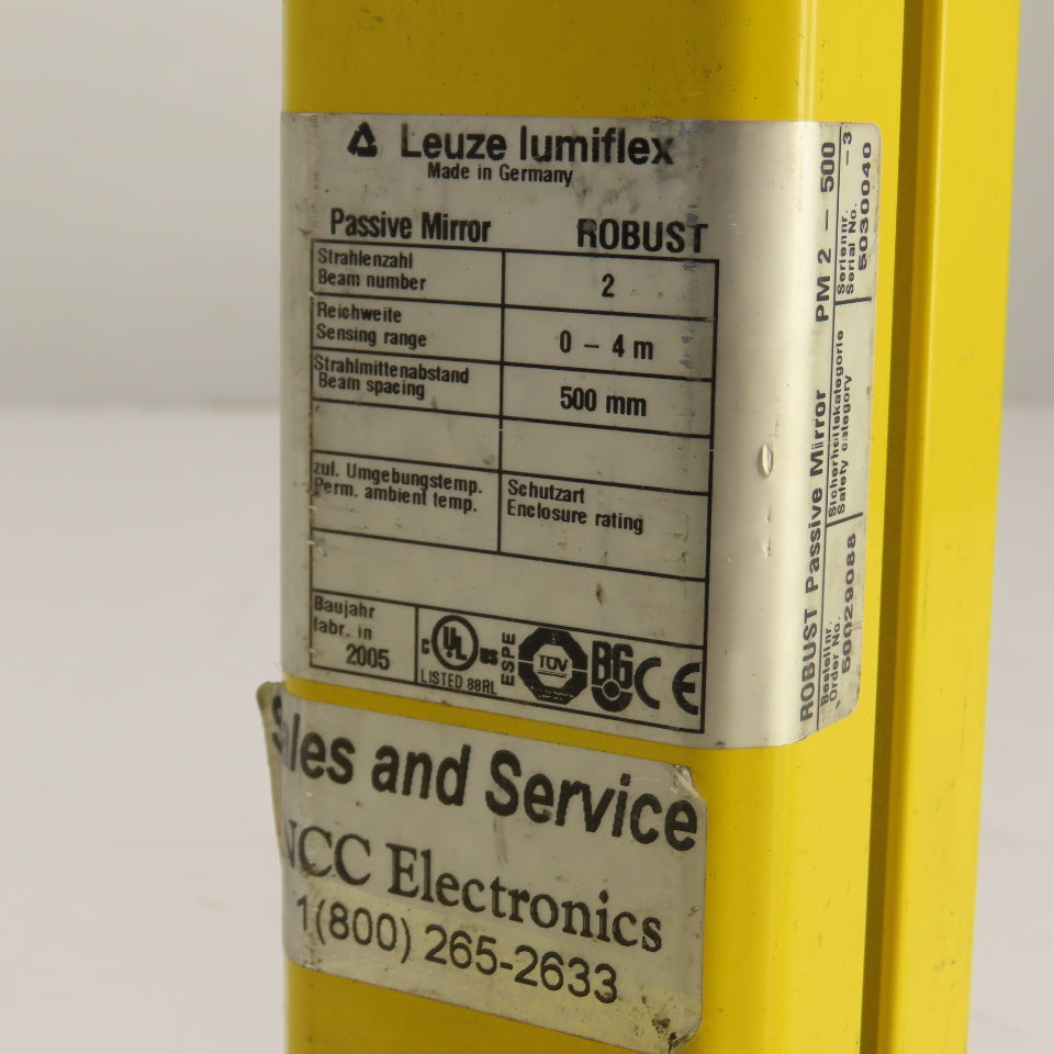 Leuze PM2-500 Lumiflex Passive Deflecting Mirror 500mm Spacing