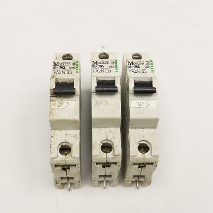 Klockner Moeller FAZN S3 3.5kA 250V 3A Single Pole Circuit Breaker Lot Of 3