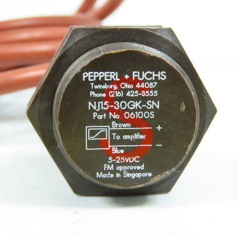 Pepperl +Fuchs 06100S NJ15-30GK-SN Inductive Sensor 5-25VDC