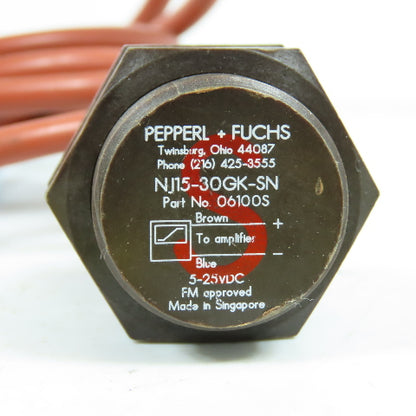 Pepperl +Fuchs 06100S NJ15-30GK-SN Inductive Sensor 5-25VDC