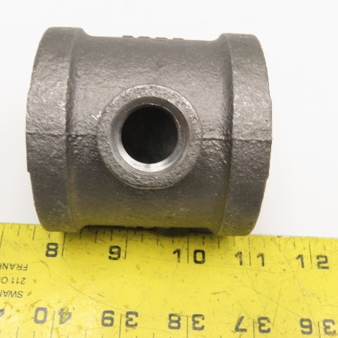Ward 2" x 1/2" x 2" Black Malleable Iron Pipe Fitting Reducer TEE
