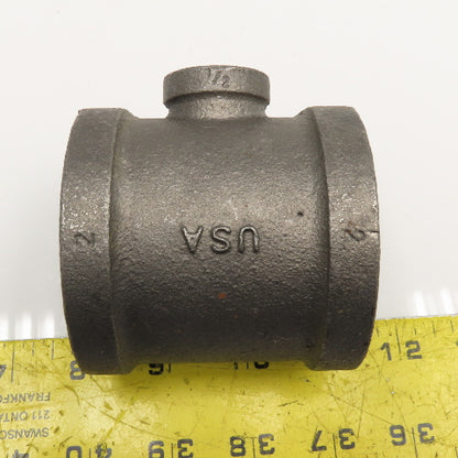 Ward 2" x 1/2" x 2" Black Malleable Iron Pipe Fitting Reducer TEE